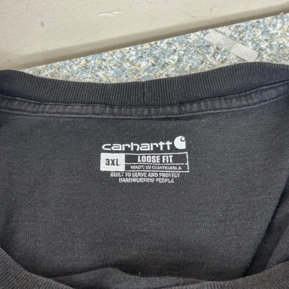 Carhartt Pocket T-Shirt K87 Mens 3XL Black Cotton Loose Fit Workwear Tee Pinhole